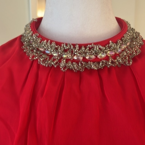 VINTAGE Red silk and Linen RED dress - Picture 7 of 9